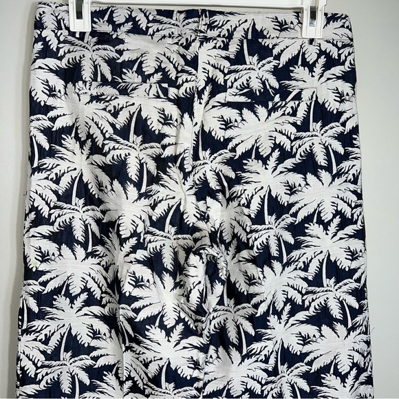 Maison Common Straight Leg Pants-Navy Blue White Palm Tree Print-EUR 40 - Picture 6 of 8